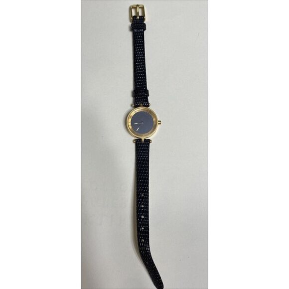 Ladies Domeni Black & Gold Watch Pebbled Leather Band VX10 Movement - Picture 8 of 10